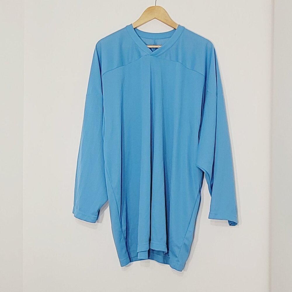 CCM Men's Light Blue Jersey Long-Sleeve Sport V-Neck Pullover Practice Size XXL